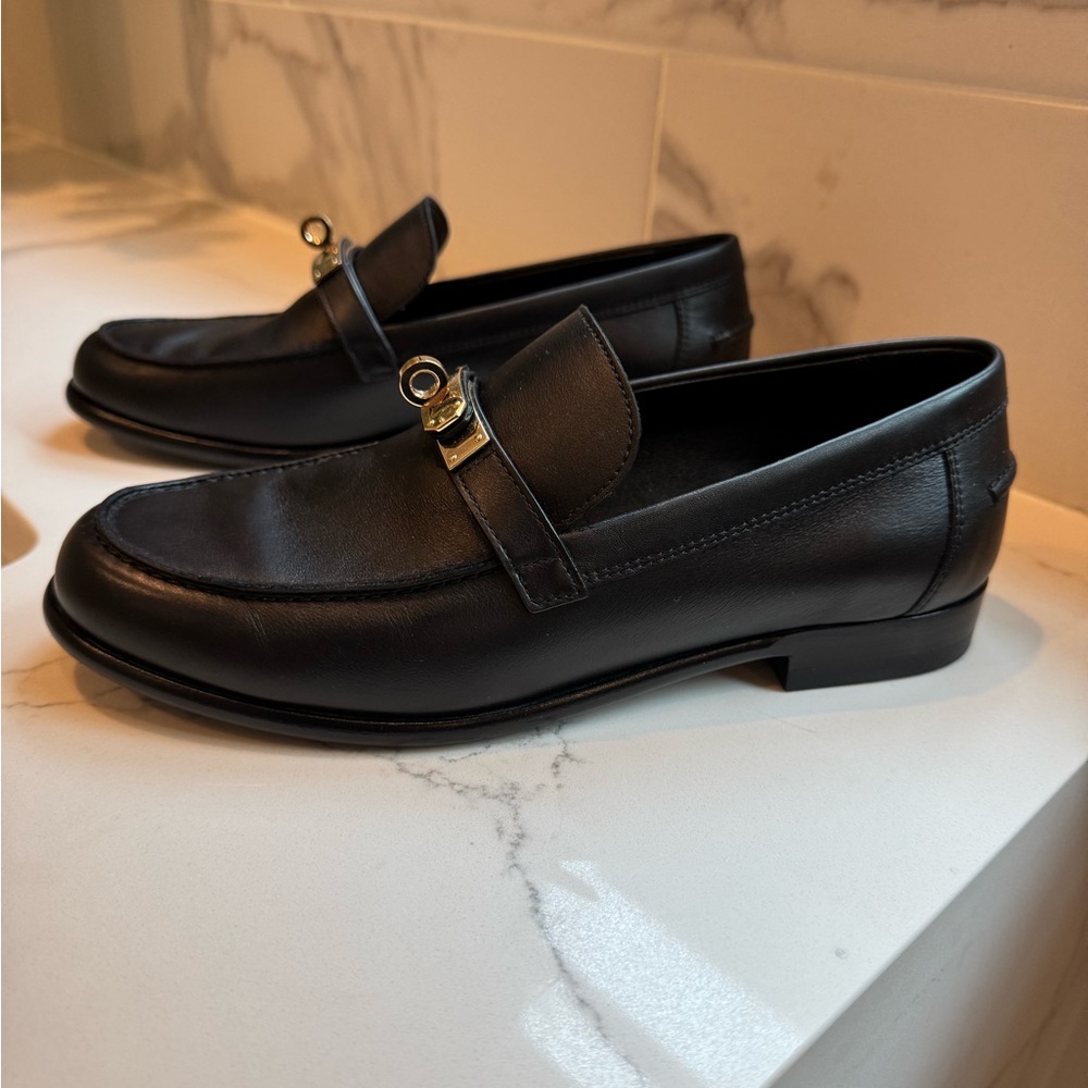 Hermes Black Leather Loafers